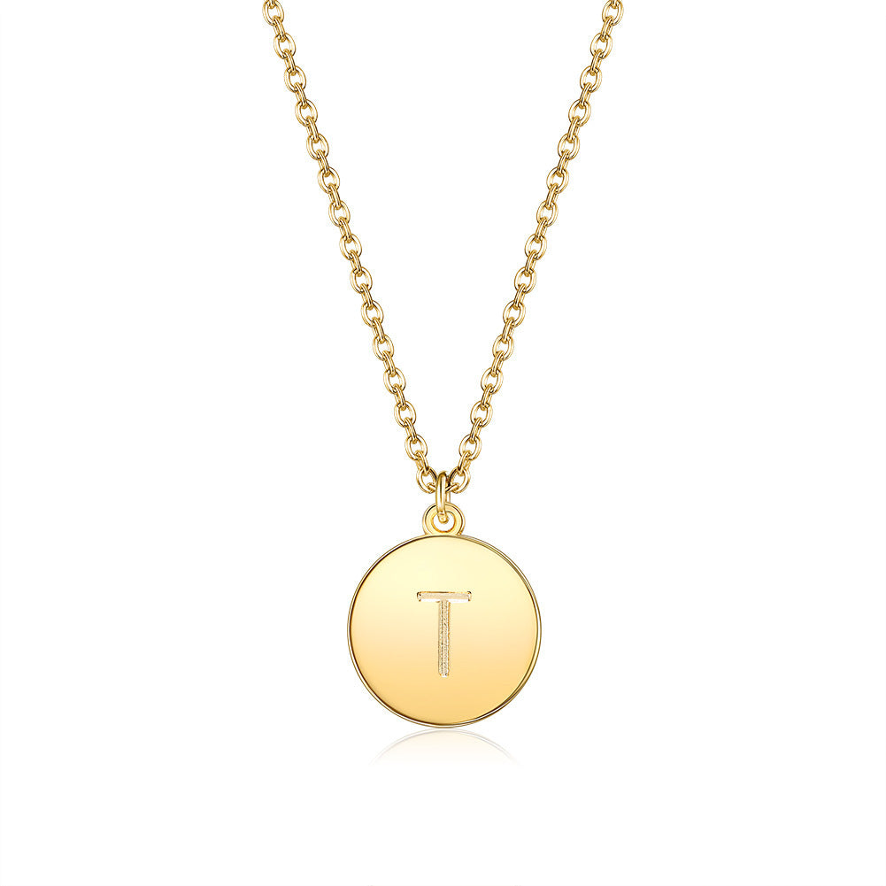Round Pendant Initial Necklace
