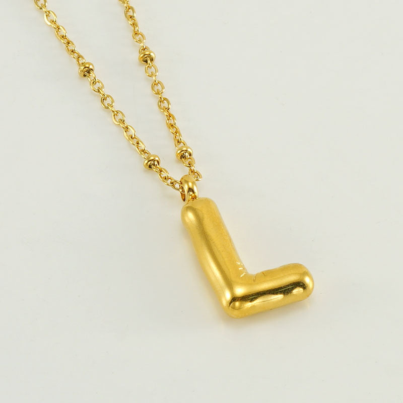 Large Bubble Letter Pendant Necklace