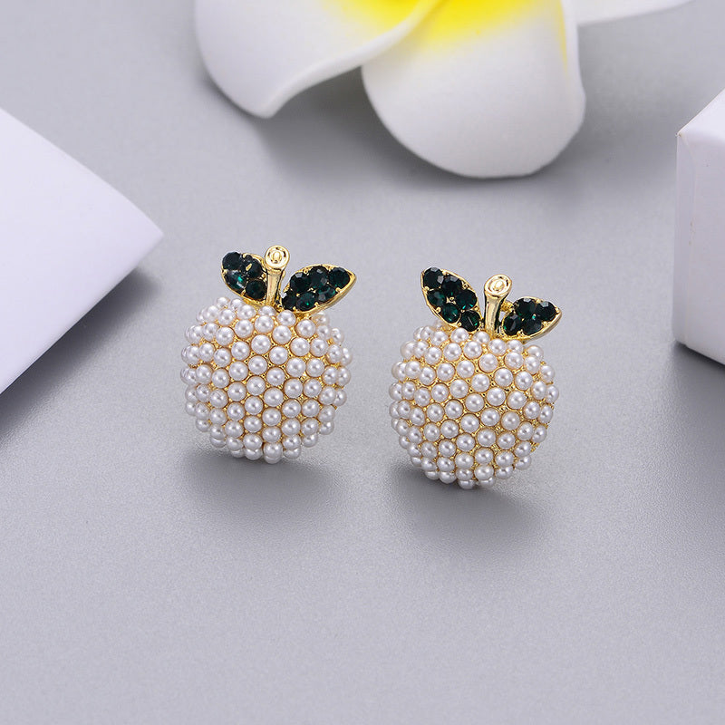 Pearl Apple Stud Earrings