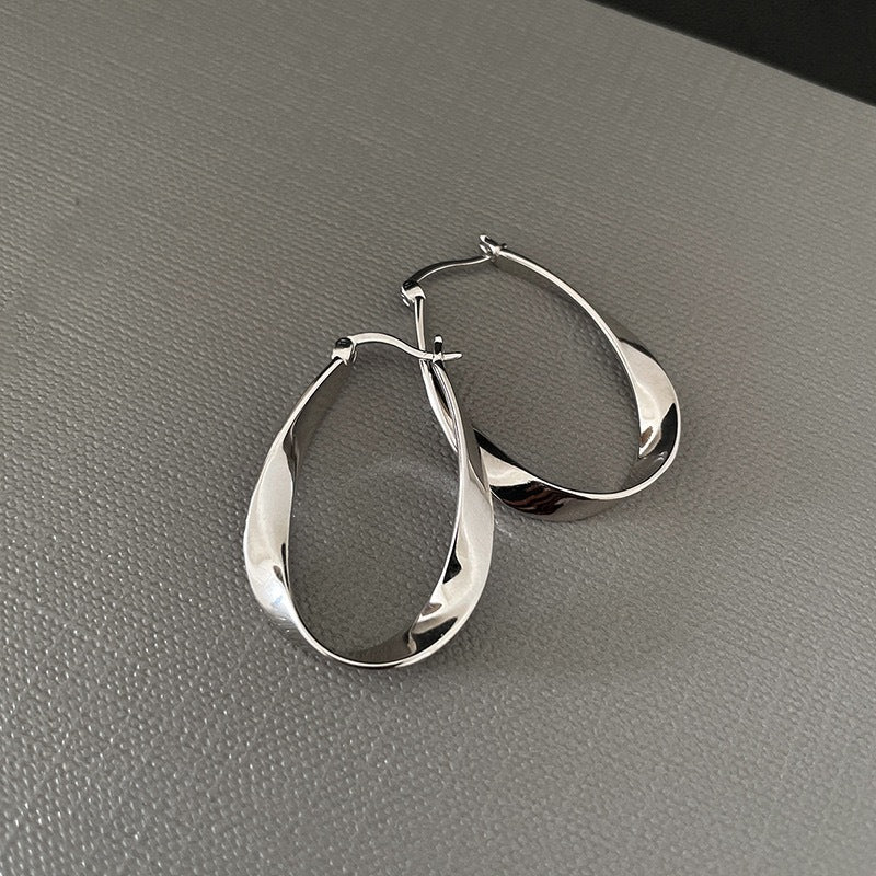 Sterling Silver Ribbon Hoop Earrings - Forge & Form