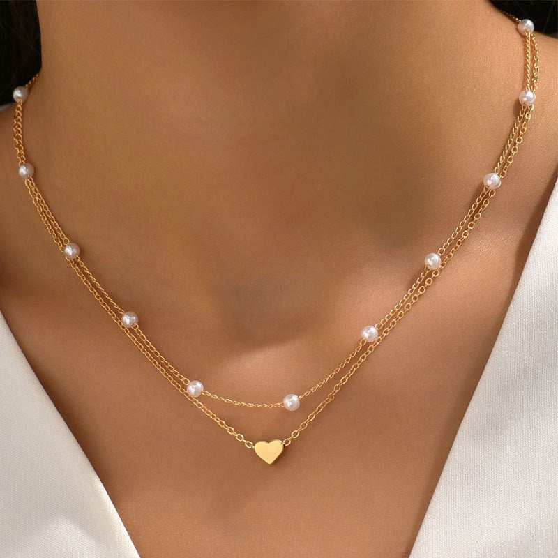 Pearl and Chain Clavicle Necklace