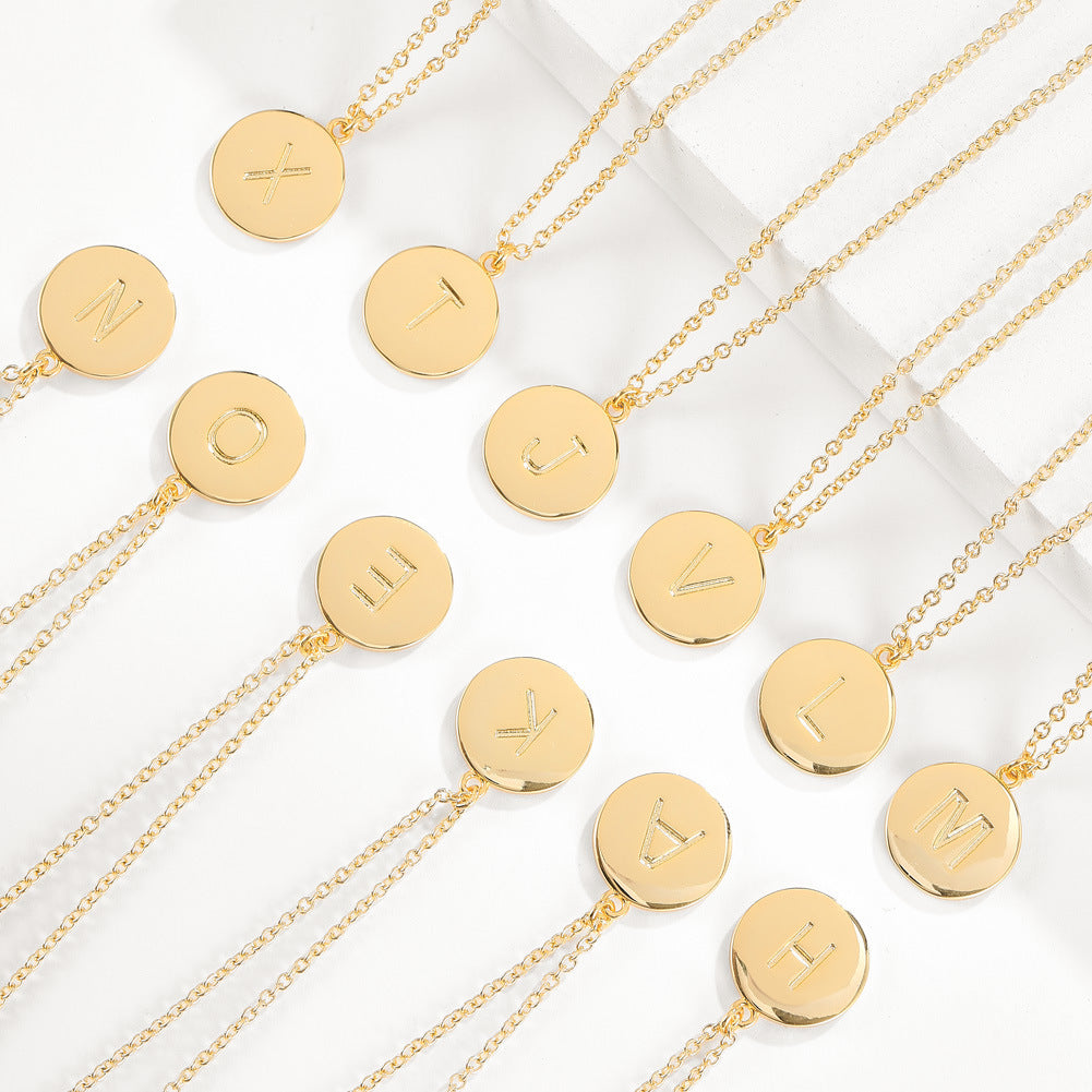 Round Pendant Initial Necklace