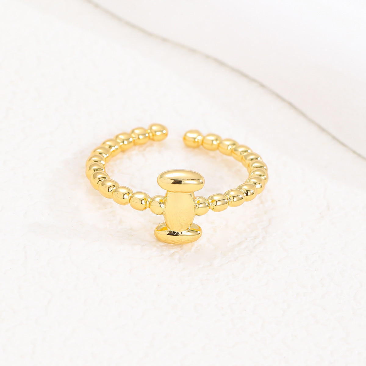 18K Gold Glossy Brass Balloon 26 PCs Letters Ring - Forge & Form