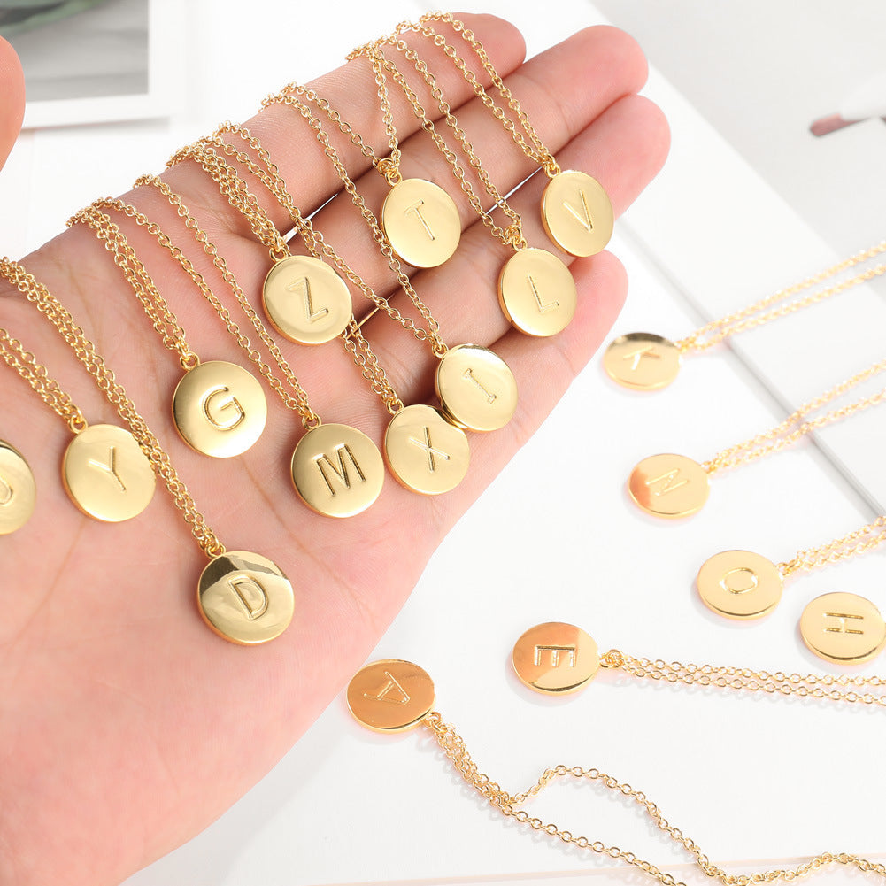Round Pendant Initial Necklace