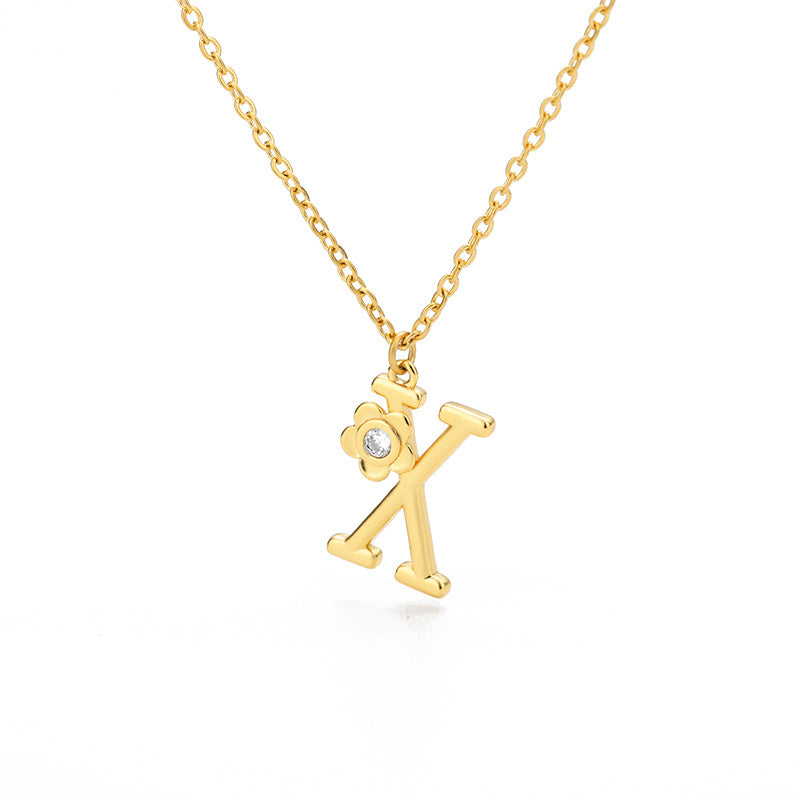 Rose Initial Necklace