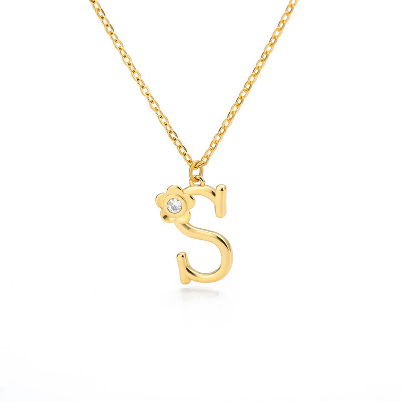 Rose Initial Necklace