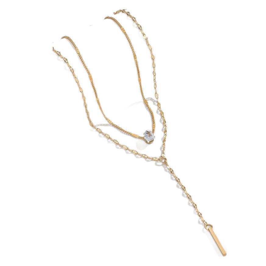 Tassel Rhinestone Layered Lariat