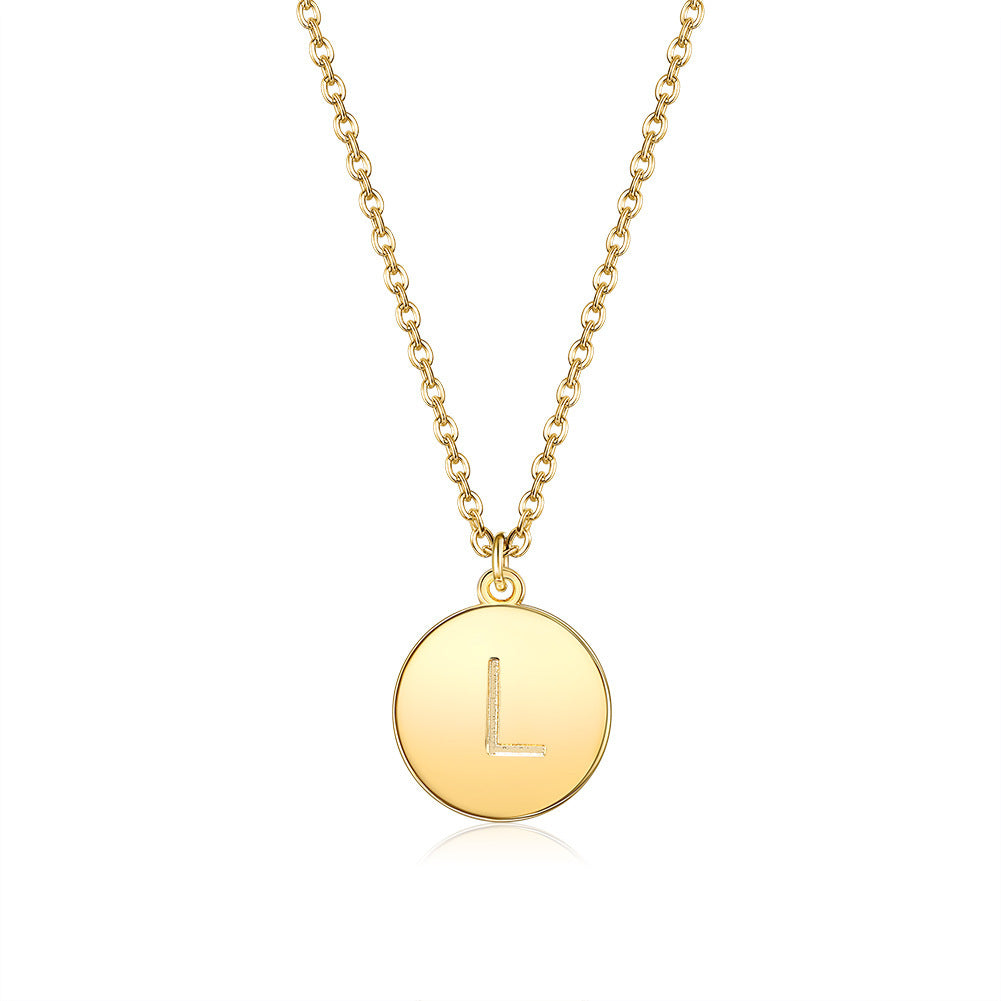 Round Pendant Initial Necklace