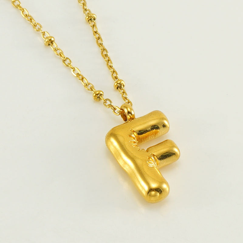 Large Bubble Letter Pendant Necklace