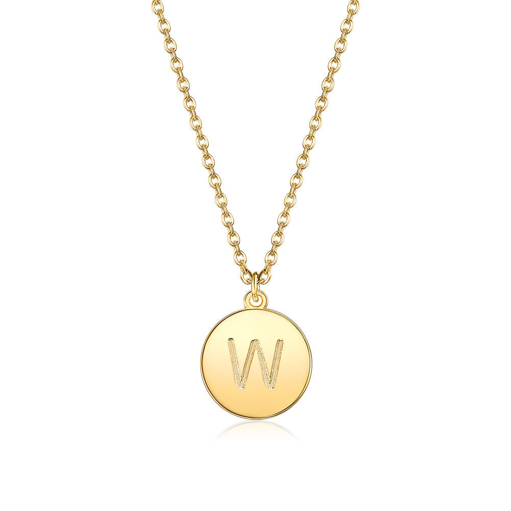 Round Pendant Initial Necklace