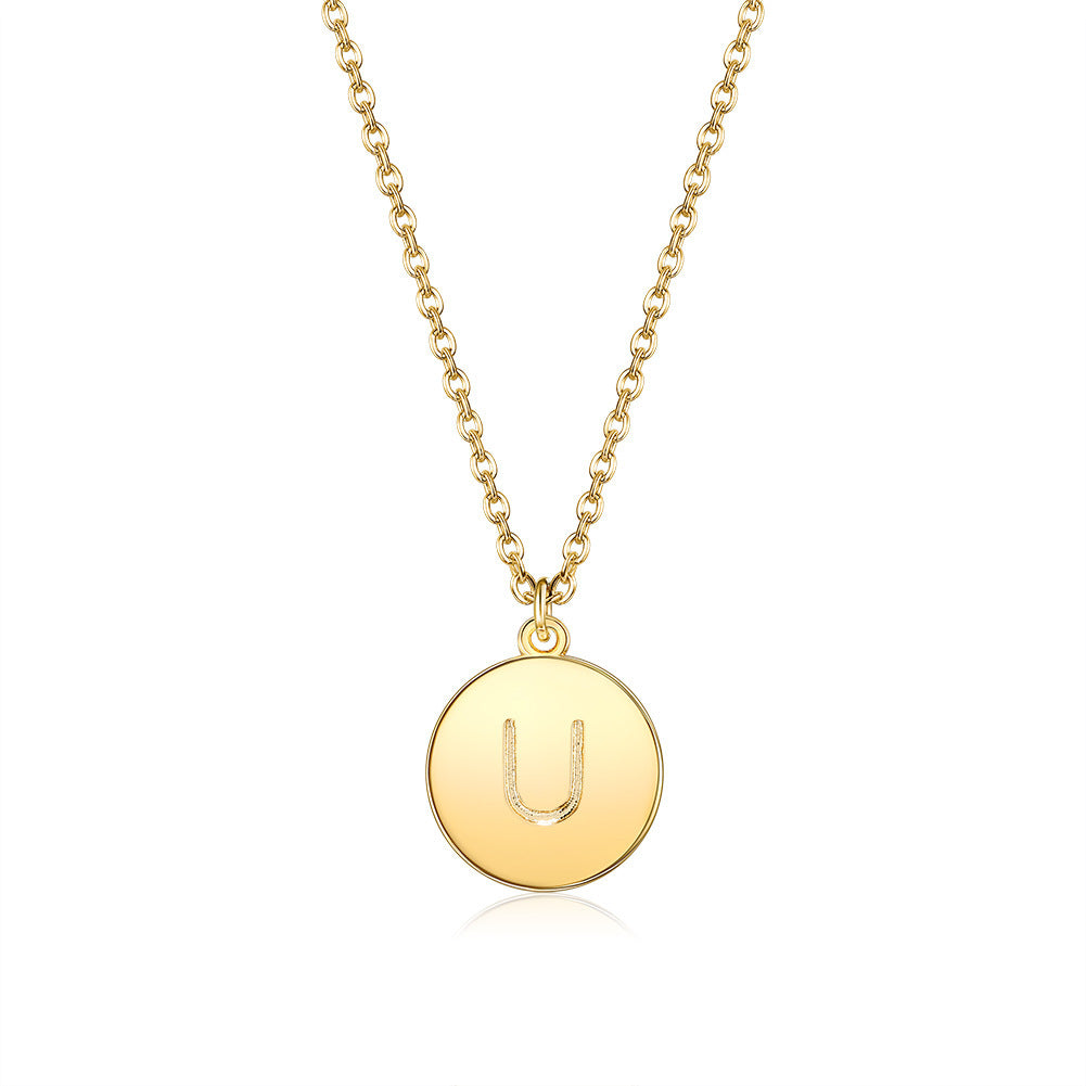 Round Pendant Initial Necklace