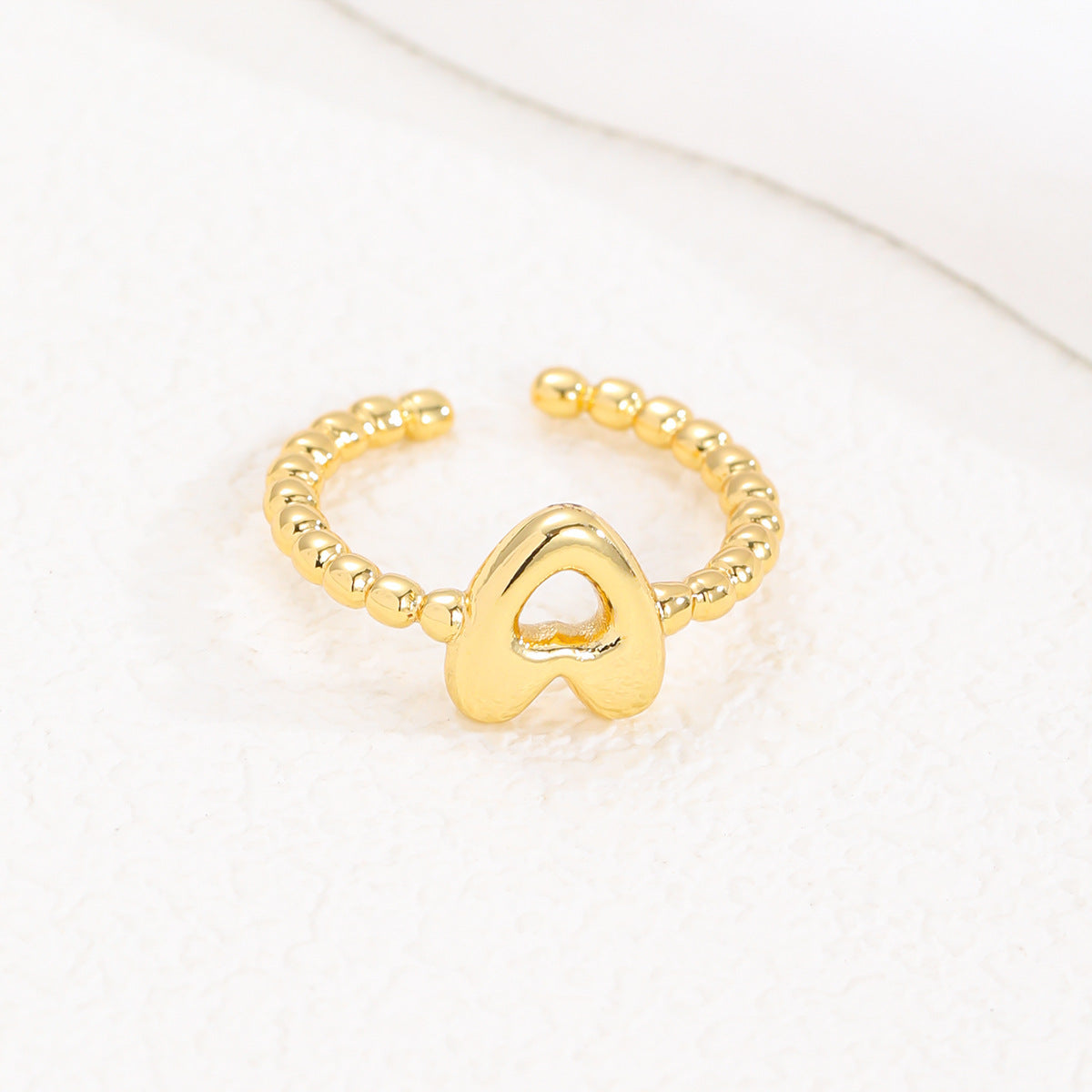 18K Gold Glossy Brass Balloon 26 PCs Letters Ring - Forge & Form