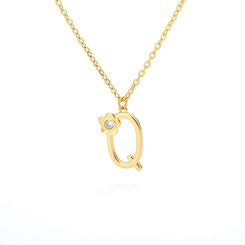 Rose Initial Necklace