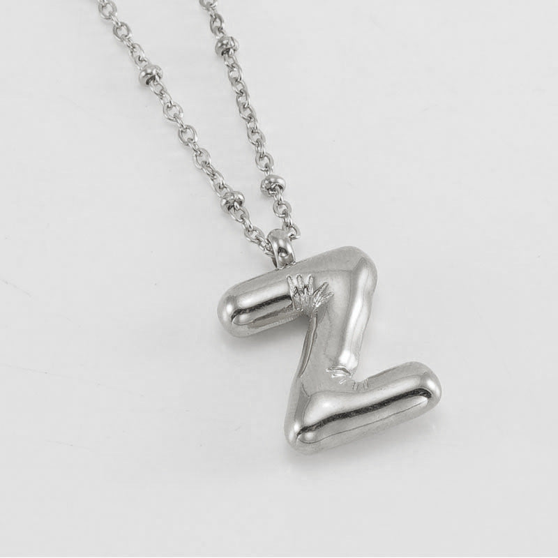 Large Bubble Letter Pendant Necklace
