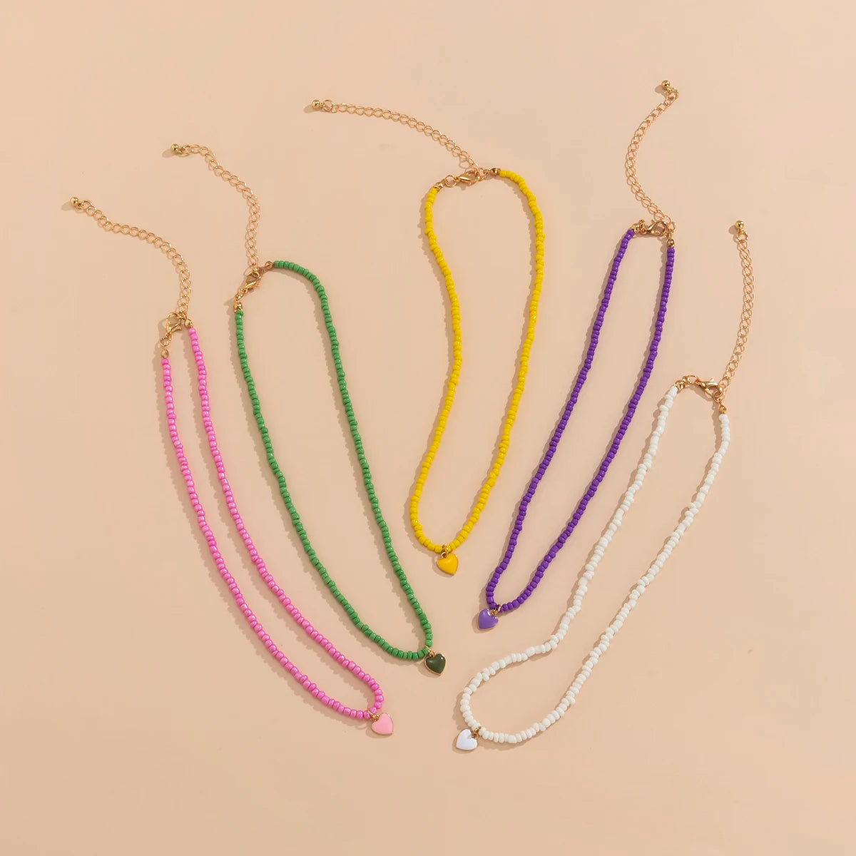 Small Beaded Heart Pendant Necklace