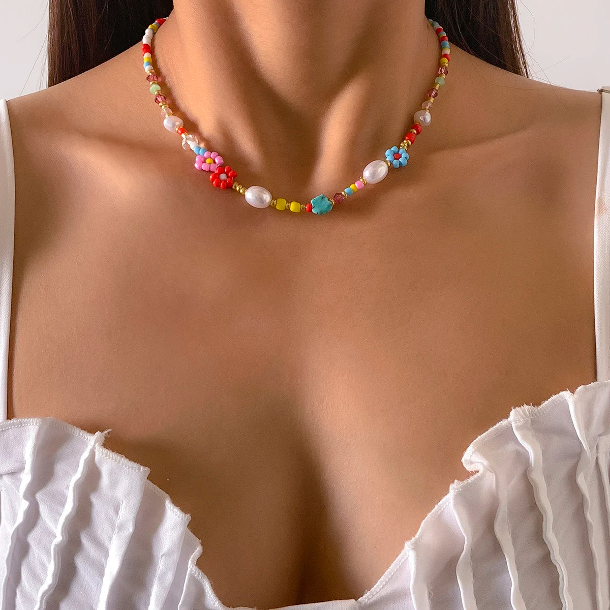 Colorful Boho Beaded Choker