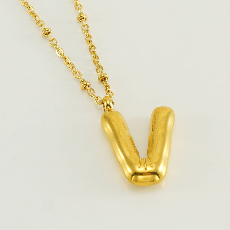 Large Bubble Letter Pendant Necklace