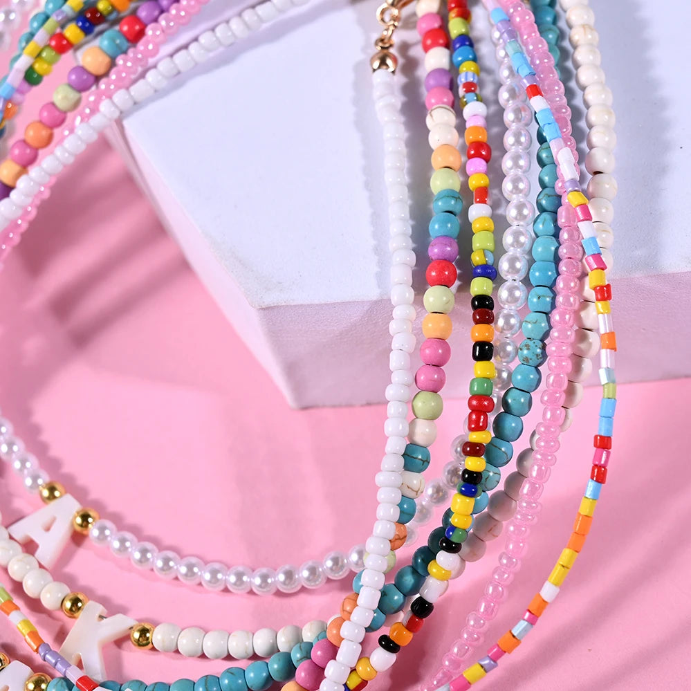 Beaded Monogram Choker Necklace