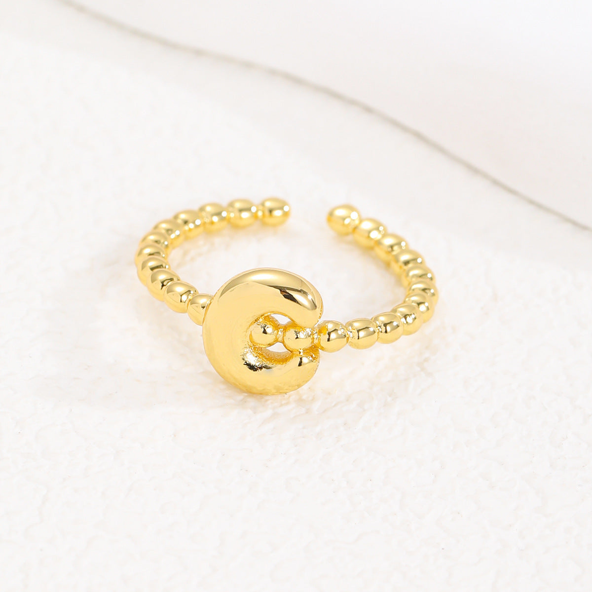 18K Gold Glossy Brass Balloon 26 PCs Letters Ring - Forge & Form