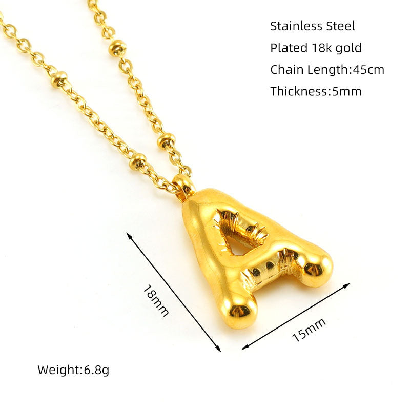 Large Bubble Letter Pendant Necklace