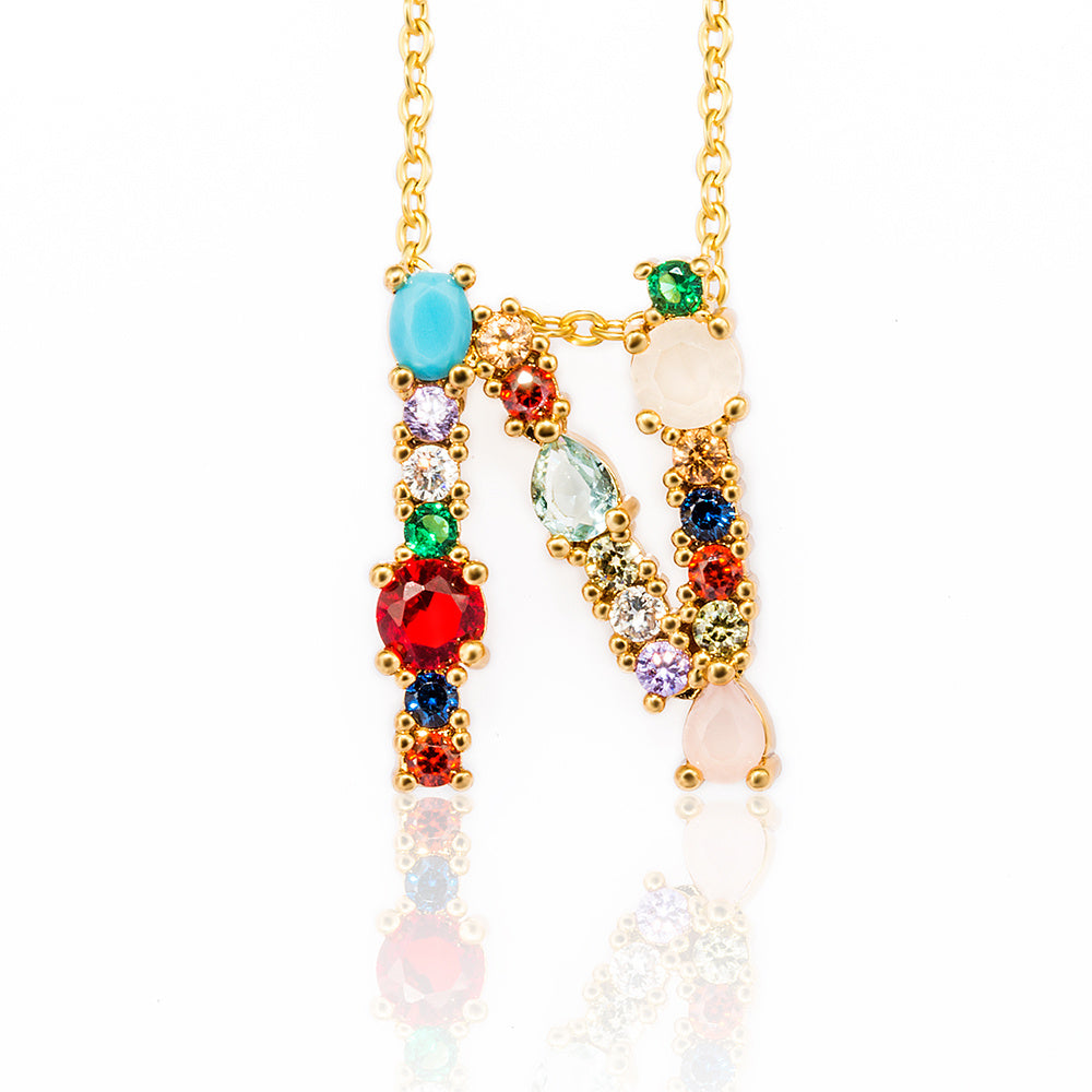 Jeweled Initial Necklace
