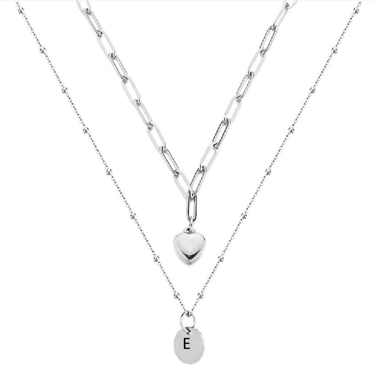 Paperclip Chain Layered Initial Necklace