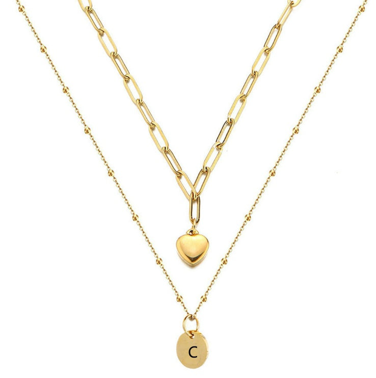 Paperclip Chain Layered Initial Necklace