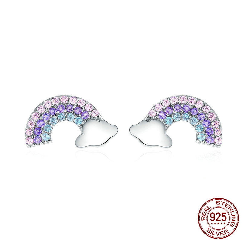 Sterling Silver Rainbow Stud Earrings - Forge & Form