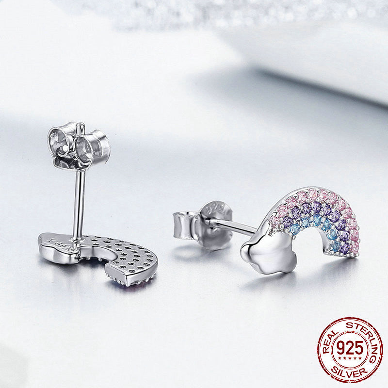 Sterling Silver Rainbow Stud Earrings - Forge & Form