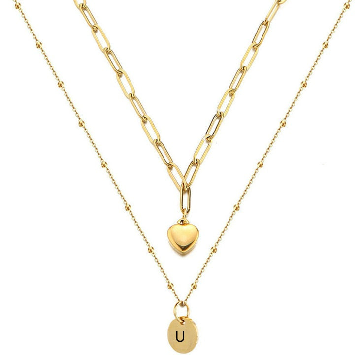 Paperclip Chain Layered Initial Necklace