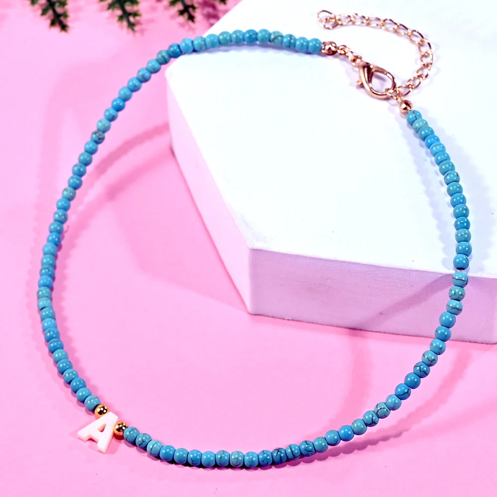 Beaded Monogram Choker Necklace