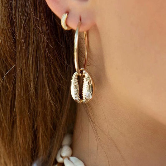 Simple Shell Hoop Earrings