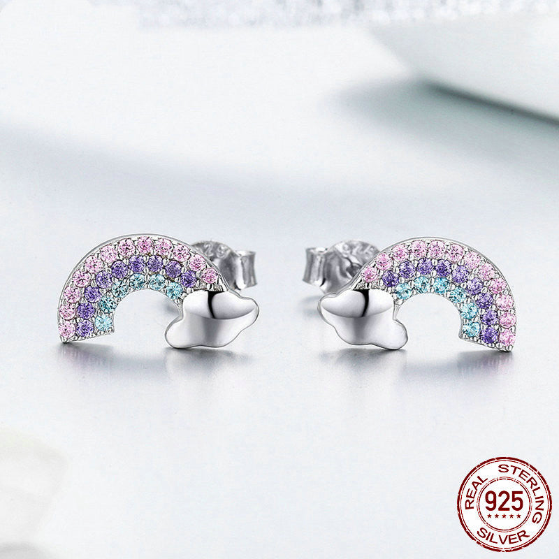 Sterling Silver Rainbow Stud Earrings - Forge & Form