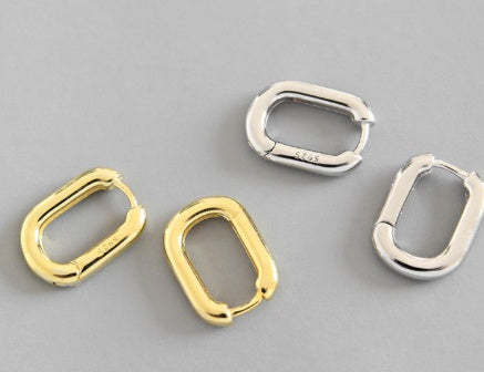 Sterling Silver Block Hoop Earrings - Forge & Form