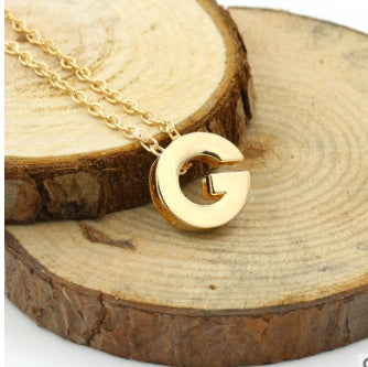 Bulky Block Letter Initial Necklace
