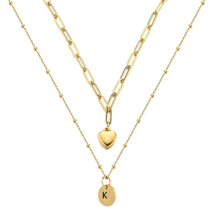 Paperclip Chain Layered Initial Necklace