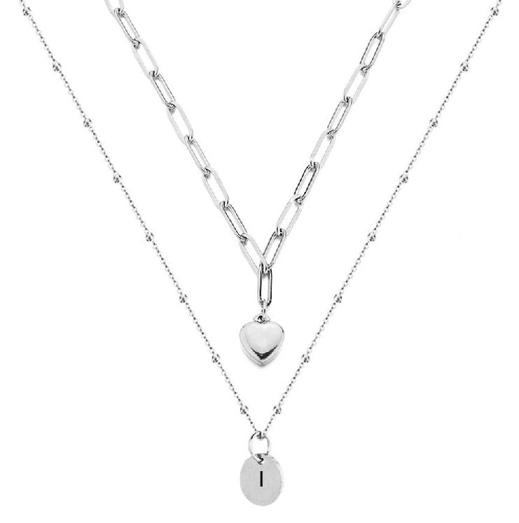 Paperclip Chain Layered Initial Necklace