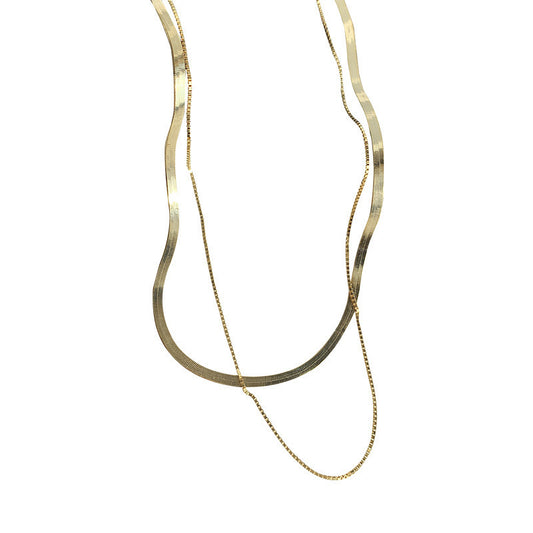 Double Layer Snake Bone Sterling Silver Necklace