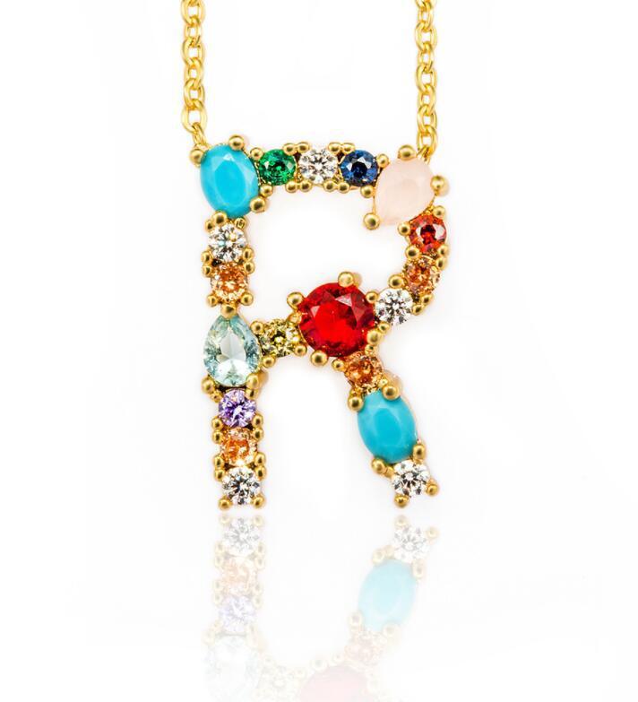 Jeweled Initial Necklace