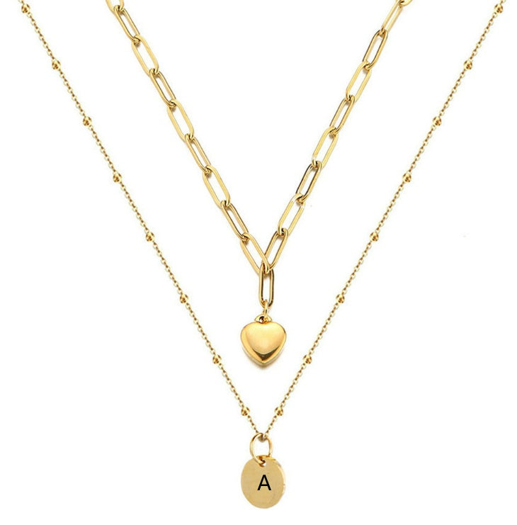 Paperclip Chain Layered Initial Necklace