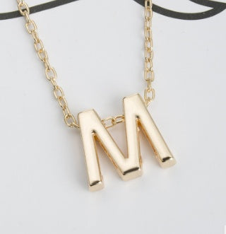 Bulky Block Letter Initial Necklace