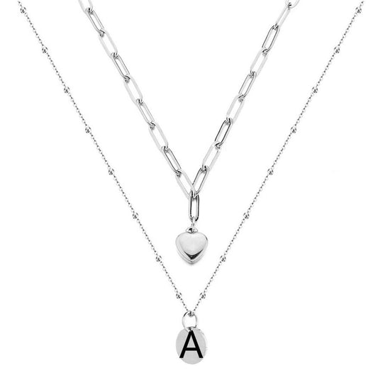 Paperclip Chain Layered Initial Necklace