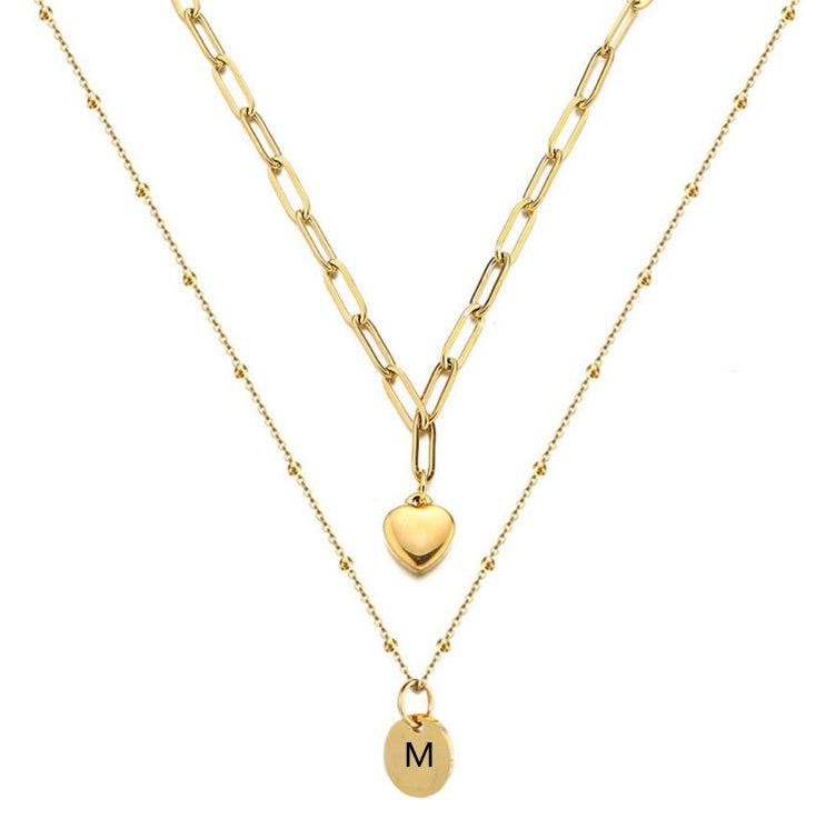 Paperclip Chain Layered Initial Necklace