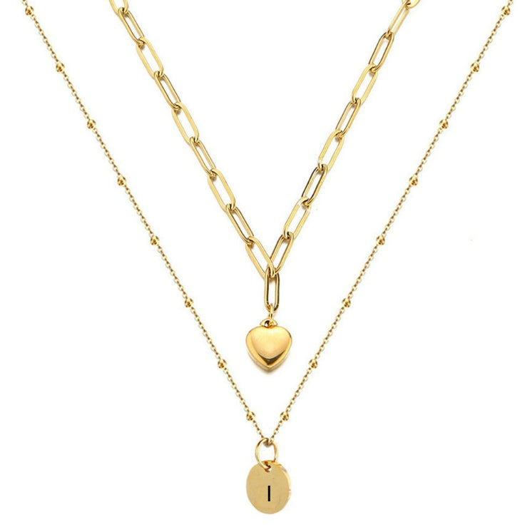 Paperclip Chain Layered Initial Necklace