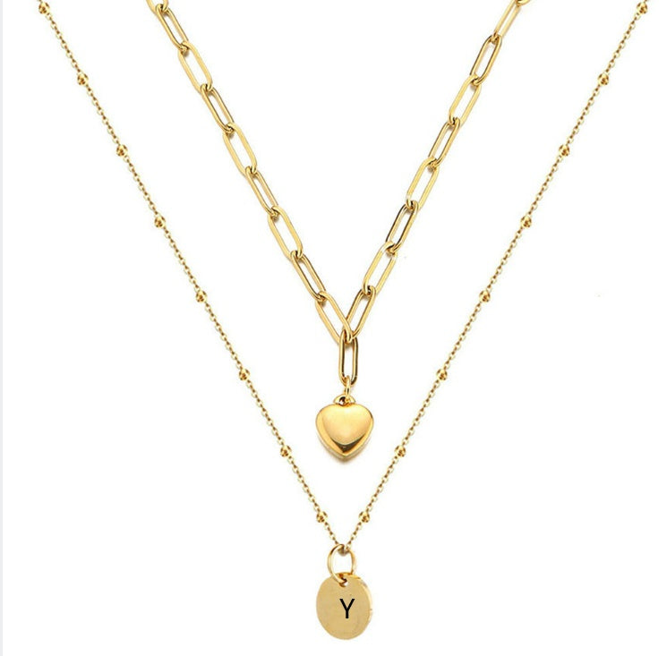 Paperclip Chain Layered Initial Necklace