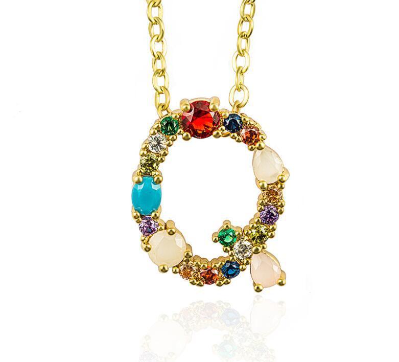 Jeweled Initial Necklace