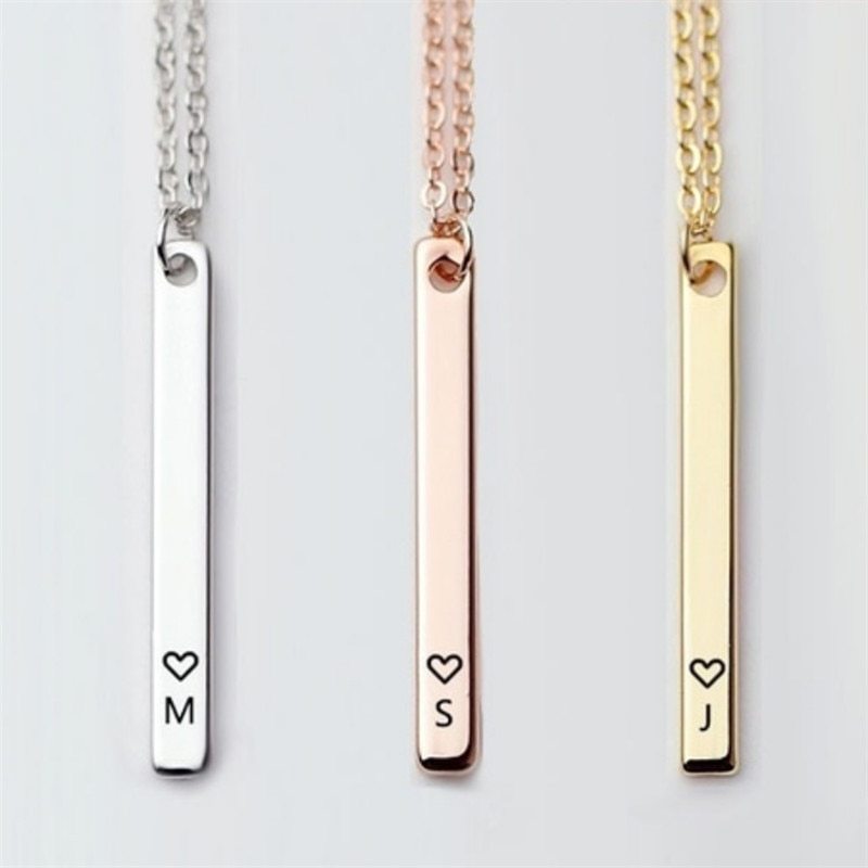 Initial Bar Pendant Necklace