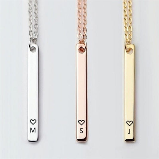 Initial Bar Pendant Necklace