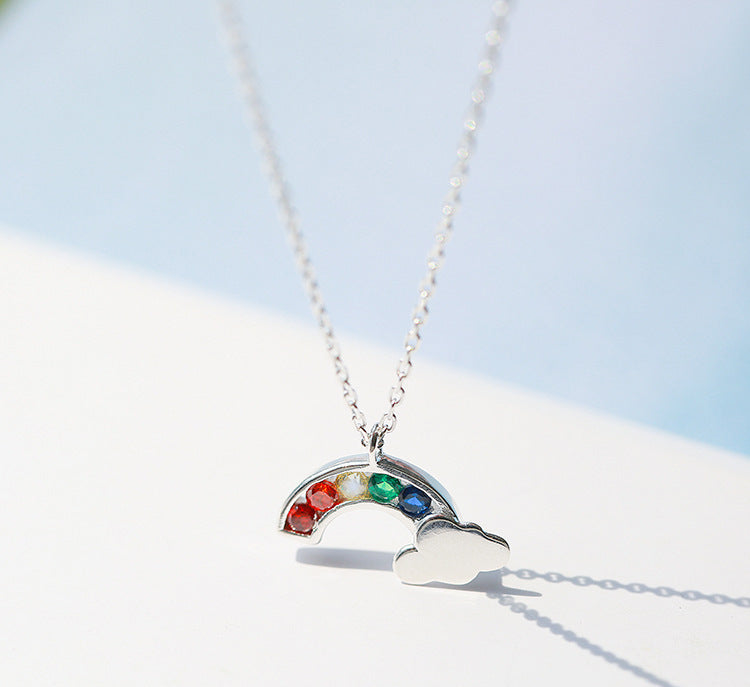Sterling Silver Rainbow Charm Necklace - Forge & Form