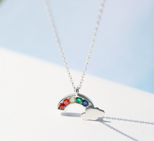 Sterling Silver Rainbow Charm Necklace - Forge & Form